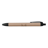 Elegant script metallic taupe gouden monogram zwarte inkt pen (Bovenkant)