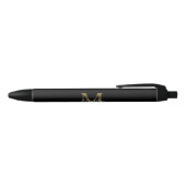 Elegant Script Metallic Zwart Goud Monogram Zwarte Inkt Pen (Bovenkant)