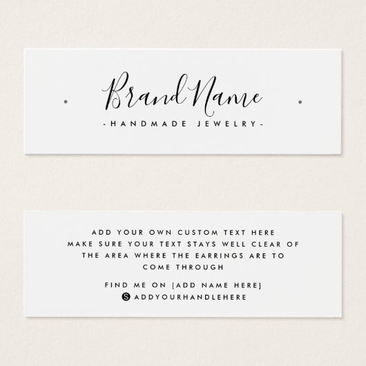 Elegant script miniem stud oorscherm kaart (Voorkant /achterkant)