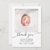 Elegant Script minimaal 2 foto Baby shower Bedankkaart (Voorkant)