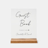 Elegant script, minimaal, bruiloft gastenboek acryl bord (Voorkant)