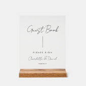 Elegant script, minimaal, hart, gastenboek acryl bord (Voorkant)
