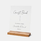 Elegant script, minimaal, hart, gastenboek acryl bord (Hoek)