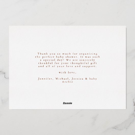 Elegant Script Minimal 3 Foto Nieuwe Baby Bedankt Folie Uitnodiging (Achterkant)