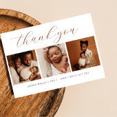 Elegant Script Minimal 3 Photo Thank You New Baby Aankondiging