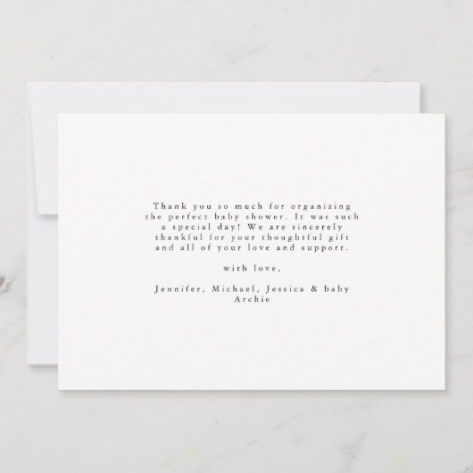 Elegant Script Minimal 3 Photo Thank You New Baby Aankondiging (Achterkant)