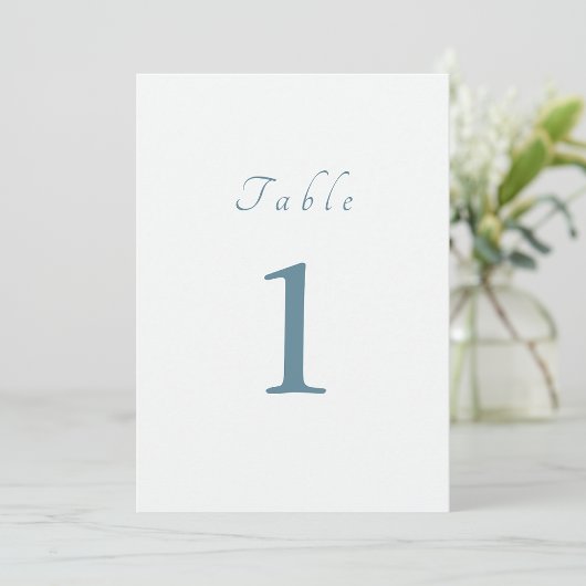 Elegant Script Minimal Blue Trouwtafel Nummer Kaart