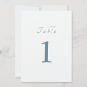Elegant Script Minimal Blue Trouwtafel Nummer Kaart (Voorkant)