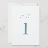 Elegant Script Minimal Blue Trouwtafel Nummer Kaart (Achterkant)