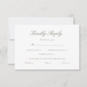 Elegant script Minimal Kindly Reply bruiloft RSVP Kaartje (Voorkant)