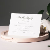 Elegant script Minimal Kindly Reply bruiloft RSVP Kaartje
