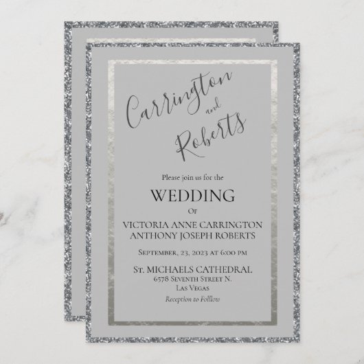 Elegant Script Minimal Moderne Eenvoudige bruiloft Kaart (Voorkant / Achterkant)