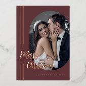 Elegant script Minimal Photo Christmas Folie Feestdagenkaart (Voorkant)