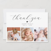 Elegant Script Minimal Photo Collage Baby shower Bedankkaart (Voorkant)