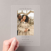 Elegant Script Minimal Photo Wedding Sla de datum  Acryl Uitnodigingen
