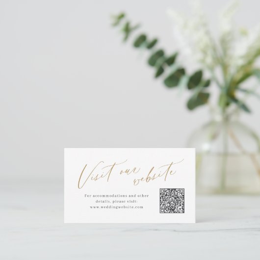 Elegant script minimal QR code website Insert card Plaatskaartje (Staand voorkant)