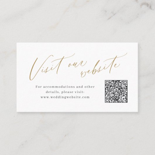 Elegant script minimal QR code website Insert card Plaatskaartje (Voorkant)