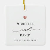 Elegant Script Minimal Roos Gold Heart Wedding Keramisch Ornament (Voorkant)