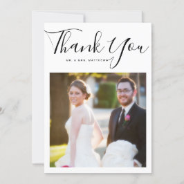 Elegant Script Minimal Weddenschap Foto bedankt