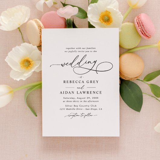 Elegant Script Minimal Wedding Kaart