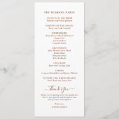 Elegant Script Minimal Wedding Programmakaart (Achterkant)