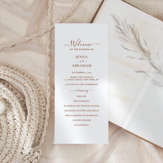Elegant Script Minimal Wedding Programmakaart