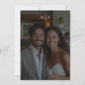 Elegant Script Minimale Formele Witte Foto Bruilof Kaart (Achterkant)