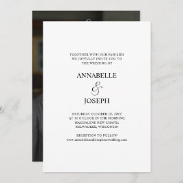 Elegant Script Minimale Formele Witte Foto Bruilof Kaart