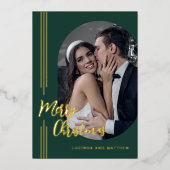 Elegant script Minimale foto Vrolijk kerstfeest Folie Feestdagenkaart (Voorkant)