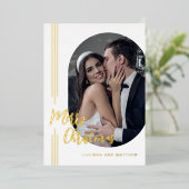 Elegant script Minimale foto Vrolijk kerstfeest Folie Feestdagenkaart (Staand Voorkant)