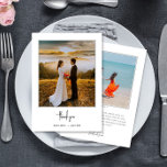 Elegant Script Minimalist 2-Photo Wedding Bedankkaart<br><div class="desc">This photo wedding thank you card design features elegant thank you text with space for 2 photos and a custom message on the back. Click the customize button for more flexibility in modifying the text or moving the graphics! Variations of this design as well as coordinating products are available in...</div>