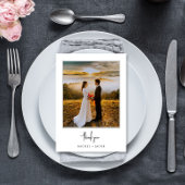 Elegant Script Minimalist 2-Photo Wedding Bedankkaart