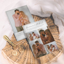 Elegant Script minimalist 5 Photo Collage Wedding