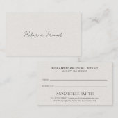 Elegant Script minimalist beige Modern Simple Aanbevelingskaartje (Voorkant / Achterkant)