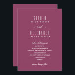 Elegant Script minimalist Berry Wedding Invitation<br><div class="desc">Uw trouwgegevens in elegante lettertypen op een roze bessenachtergrond,  maar u kunt in elke kleur veranderen! De doopvonten kunnen worden veranderd,  enkel klikken de KLANT verdere verbinding.</div>