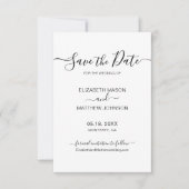 Elegant Script Minimalist Black and White Wedding Save The Date (Voorkant)