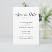 Elegant Script Minimalist Black and White Wedding Save The Date (Staand voorkant)