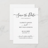 Elegant Script Minimalist Black and White Wedding Save The Date (Voorkant / Achterkant)