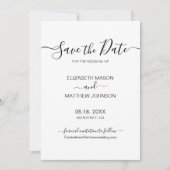 Elegant Script Minimalist Black and White Wedding Save The Date (Voorkant)