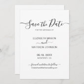 Elegant Script Minimalist Black and White Wedding Save The Date (Voorkant / Achterkant)