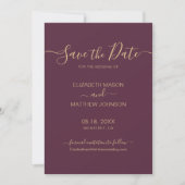 Elegant Script Minimalist Burgundy Gold Wedding Save The Date (Voorkant)