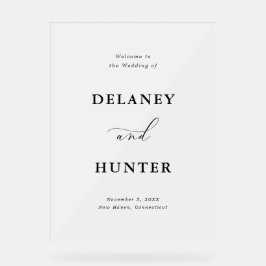 Elegant Script Minimalist Custom Wedding Welkom Acryl Bord