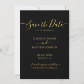 Elegant Script Minimalist Gold and Black Wedding Save The Date (Voorkant)