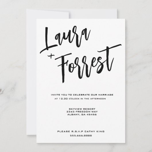 Elegant Script Minimalist Luxury Wedding Kaart (Voorkant)