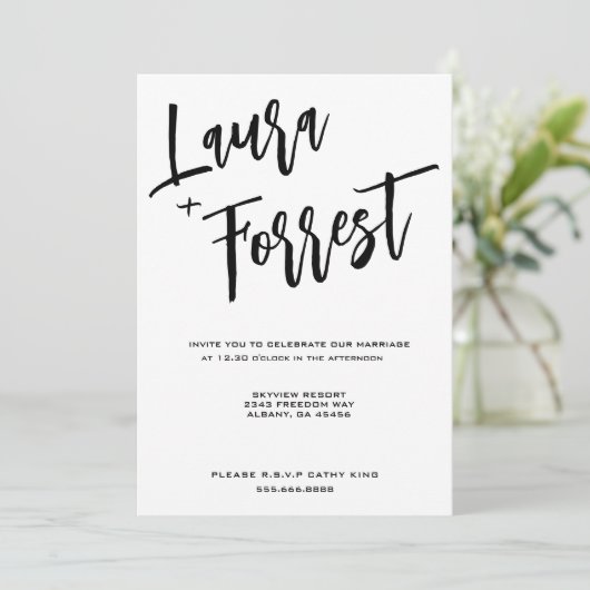 Elegant Script Minimalist Luxury Wedding Kaart (Staand voorkant)