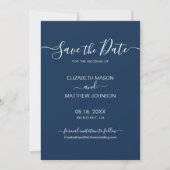 Elegant Script Minimalist Navy and White Wedding Save The Date (Voorkant)