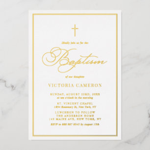 Elegant Script minimalist Photo Baptisme Folie Uitnodiging