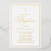 Elegant Script minimalist Photo Baptisme Folie Uitnodiging (Voorkant)