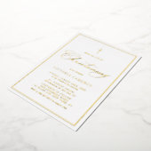 Elegant Script Minimalist Photo Christening Folie Uitnodiging (Gedraaid)