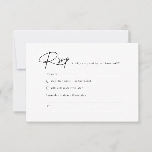 Elegant script minimalist RSVP Reply Kaart (Voorkant)